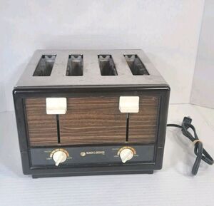 Black & Decker 4-Slice Toaster Chrome Wood F1-T420 Vtg Kitchen Appliance Retro
